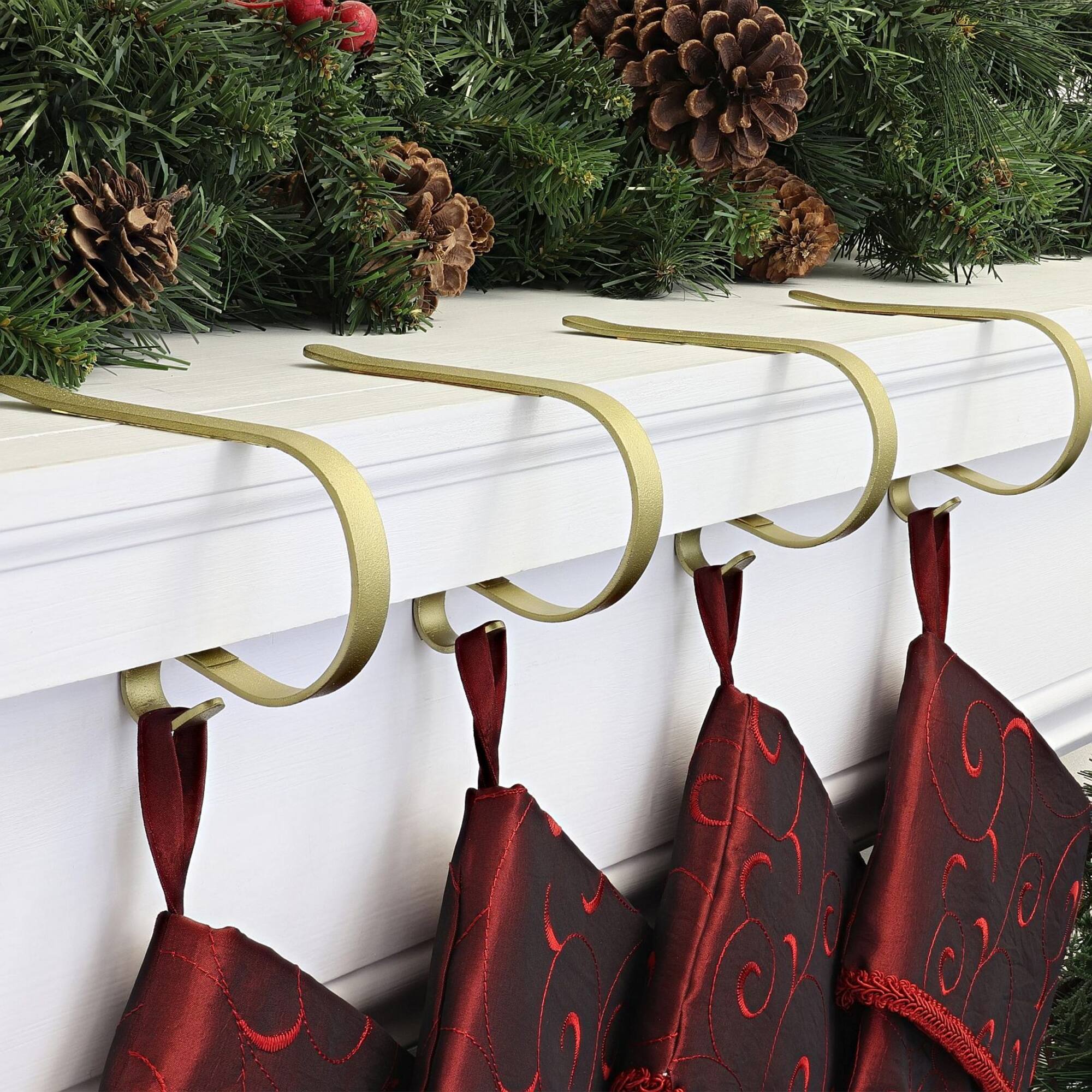 Original MantleClip® Textured Gold Stocking Holders, 4ct.